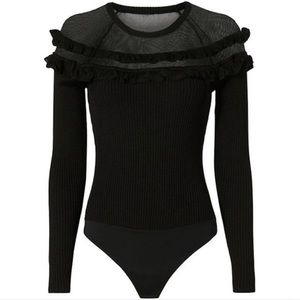 Intermix Bodysuit with Mesh Ruffle Top